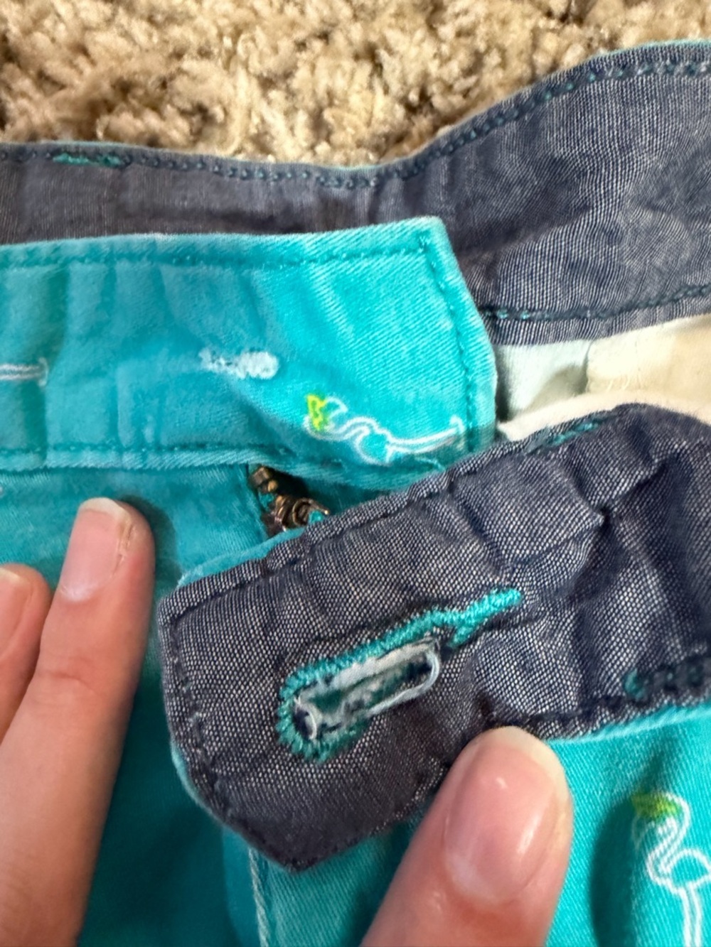 George Men's Chino Shorts Trio - Teal, Lavender, Coral [2 WITH MISSING BUTTONS] - Picture 7 of 15
